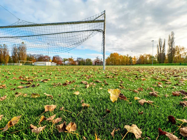 Parque Infantil Futebol Campo Relva Verde Para Futebol Sem Pessoas — Fotografia de Stock
