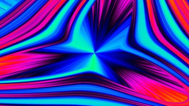 紫色三角形在霓虹灯背景上旋转 伽马射线光谱彩色阴影 — 图库视频影像