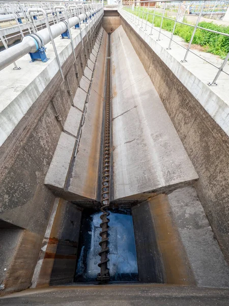 Cleaning Grease Trap Sewage Tank Shaft Town Wastewater Sludge Factory — Stock Photo, Image