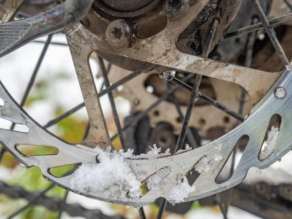 Piszkos Mountain Bike Tárcsa Fék Többi Nedves Csepp Kerékpározás Téli — Stock Fotó