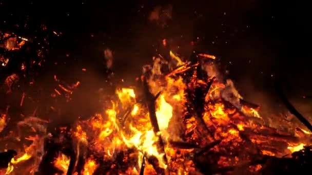 暖炉で薪を燃やす 積層木の枝の火災 スローモーション — ストック動画