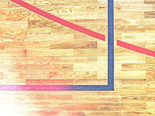 Painted Lines Crosses Wooden Floor Sports Court Abstract — Stock Photo, Image