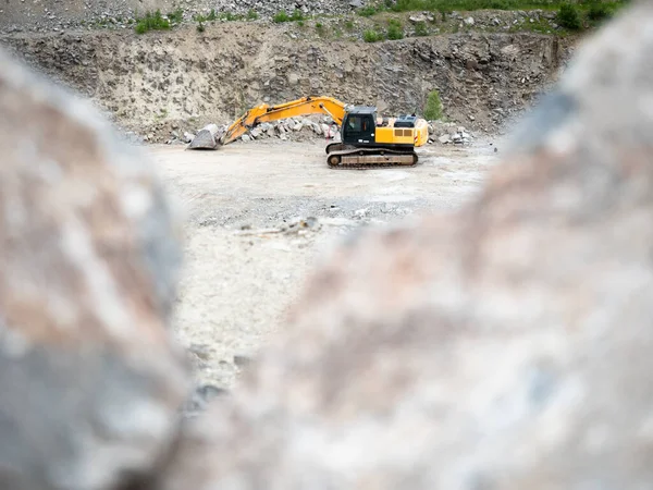 Pelle Lourde Travaillant Sur Terrassement Mine Granit Ouverte Travaux Sur — Photo