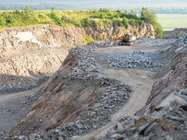 Pelle Industrielle Creusant Sur Site Carrière Machinerie Lourde Route Sale — Photo