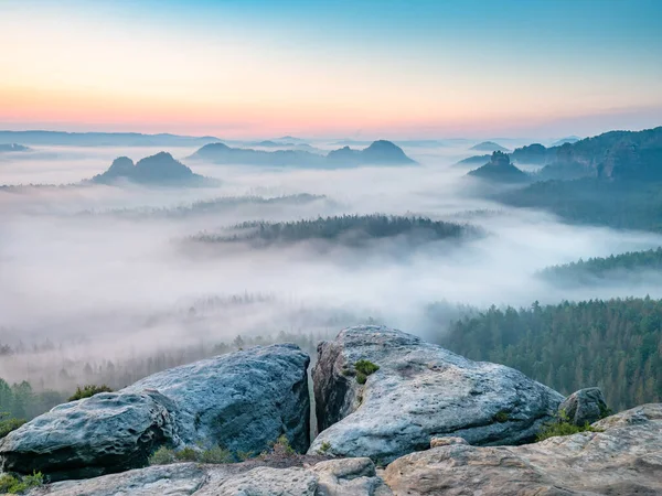 Popular Kleiner Winterberg View Beautiful Morning View Sandstone Edge Deep — Stock Photo, Image