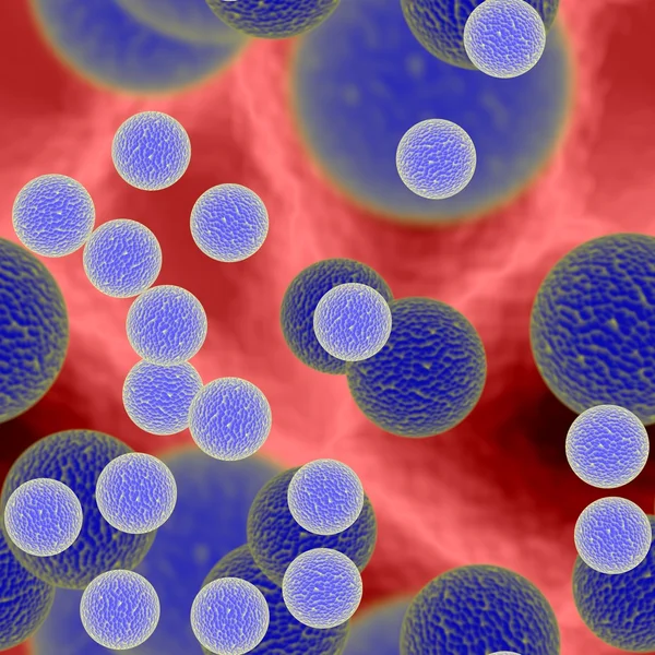 Бактерии или вирусные сферы в крови — стоковое фото