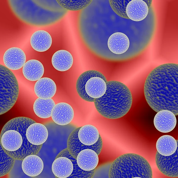 Bactérias ou esferas de vírus no sangue — Fotografia de Stock