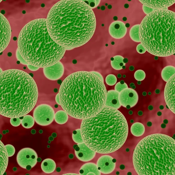 Bacterias verdes o esferas virales en la sangre, textura generada — Foto de Stock