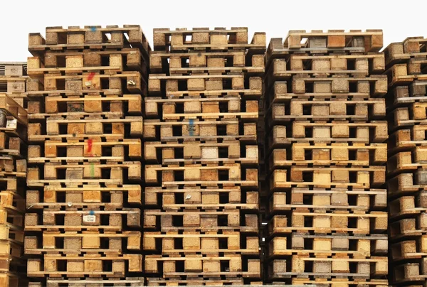 Stock de palettes euro en bois réparées à la société de transport . — Photo