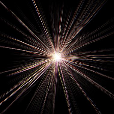 Parlak renkli kızdırma patlama havai fişek, büyük enerji salınımı siyah arka plan