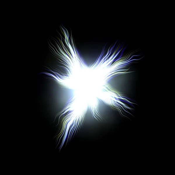 Ljusa blå glöd explosion av fyrverkerier, enorma energi release i svart bakgrund — Stockfoto
