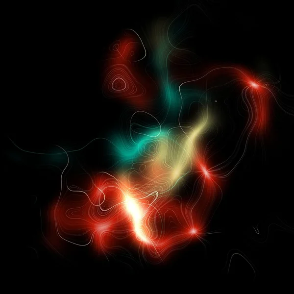 Parlak mavi parlaklık patlama karanlık uzayda, büyük enerji salınımı siyah arka plan — Stok fotoğraf