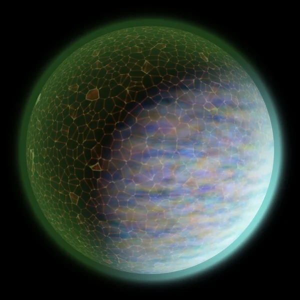 Иллюстрация странной планеты в космосе. Планета фантазий где-то во тьме — стоковое фото