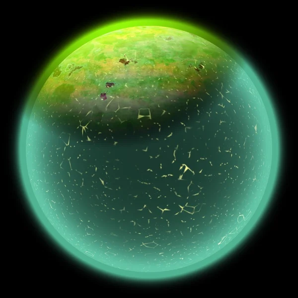Illustration of a strange planet in space. Fantasy planet somewhere in darkness — Stock Photo, Image