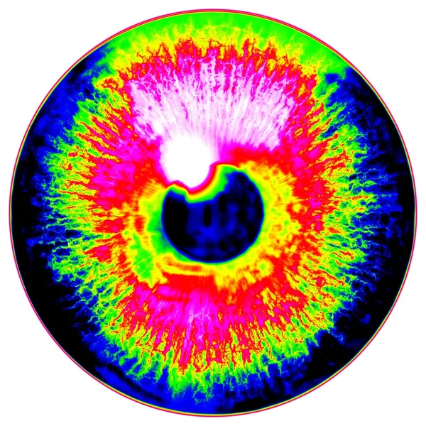 블루 눈 홍 채, 빛의 반사의 환상적인 적외선 스캔 — 스톡 사진