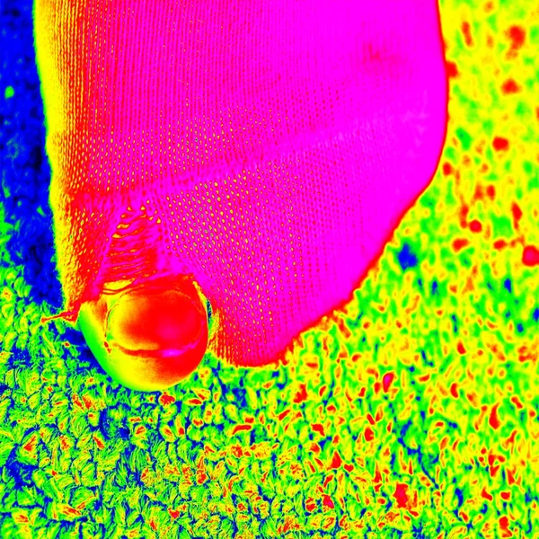 Infrared photo of worn socks with a hole and a finger sticking out of them — Stock Photo, Image