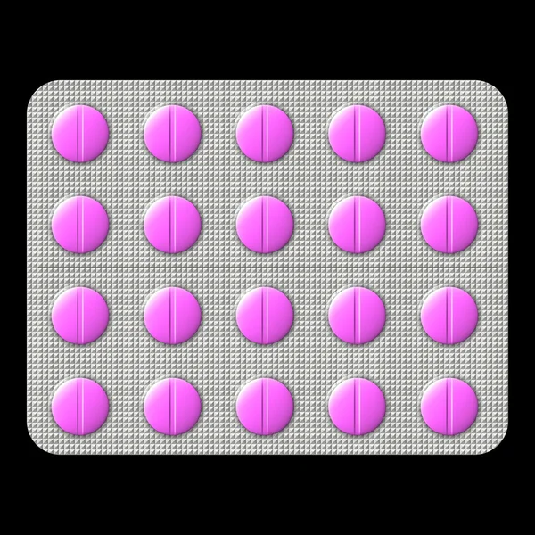 Pílulas coloridas embaladas em folha de fundo — Fotografia de Stock