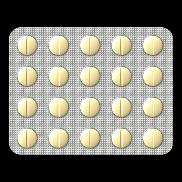 Fóliacsomagolásban kerül színes tabletták a háttérben — Stock Fotó