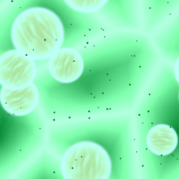 Green killing bacterias or virus spheres in light green liquid — Stock Photo, Image