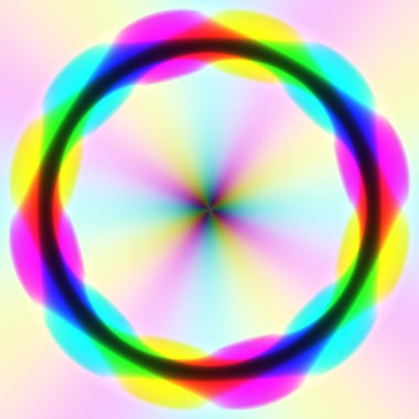 Gökkuşağı renkli akarsu hafif bulanık disk içinde. Renkli arka plan üzerinde daireler soyut Illustration. Weathervane dönüm.