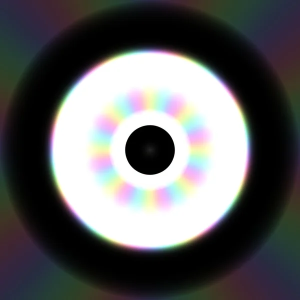 Kleurrijke streams in zachte wazig schijf. Abstracte illustratie van cirkels op kleurrijke achtergrond. Draaien uit spectrum bars. — Stockfoto