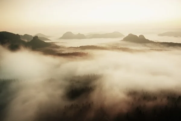 É uma manhã colorida. Paisagem dentro do amanhecer após a noite chuvosa L Imagem filtrada: efeito vintage processado . — Fotografia de Stock