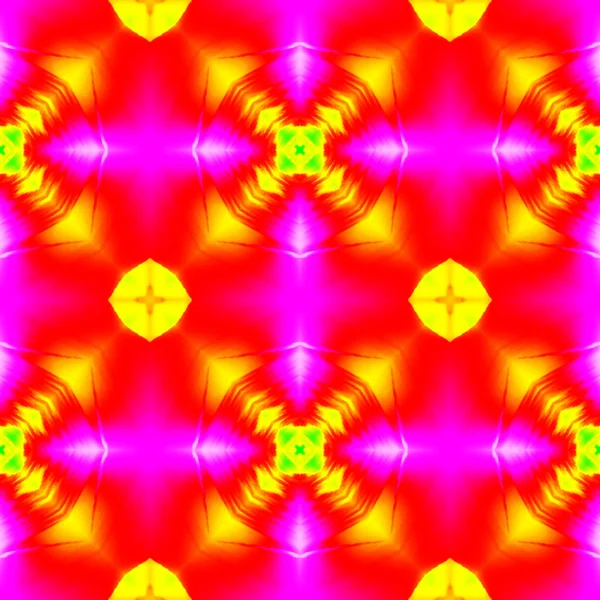 Fondo regular con una cuadrícula geométrica detallada hecha de color rosa, verde, amarillo y rojo con un patrón ornamental detallado — Foto de Stock