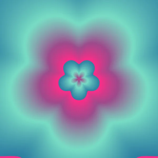 Neon explosie. Digitale abstracte beeld met een ontwerp met psychedelische bloemen in neon blauw, groen en roze. — Stockfoto