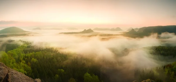 É uma manhã colorida. Paisagem dentro do amanhecer após a noite chuvosa L Imagem filtrada processada efeito vintage . — Fotografia de Stock