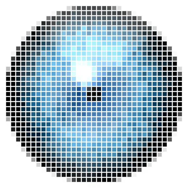 Pixel maping van grote blauwe ogen. Heldere iris, licht reflectie in oog — Stockfoto