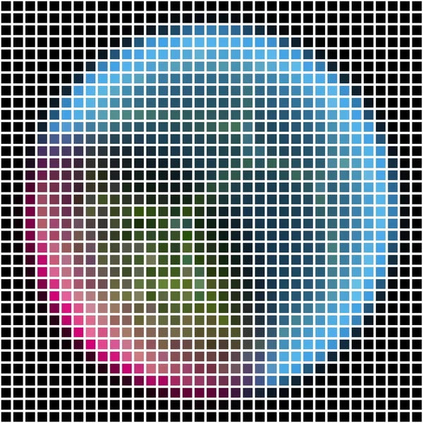 Pixel maping of shinning planet with silver blue pink atmosphere. Planet somewhere in dark space