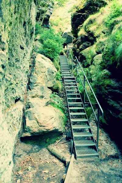 Escalera escalada en montaña vía ferrata —  Fotos de Stock