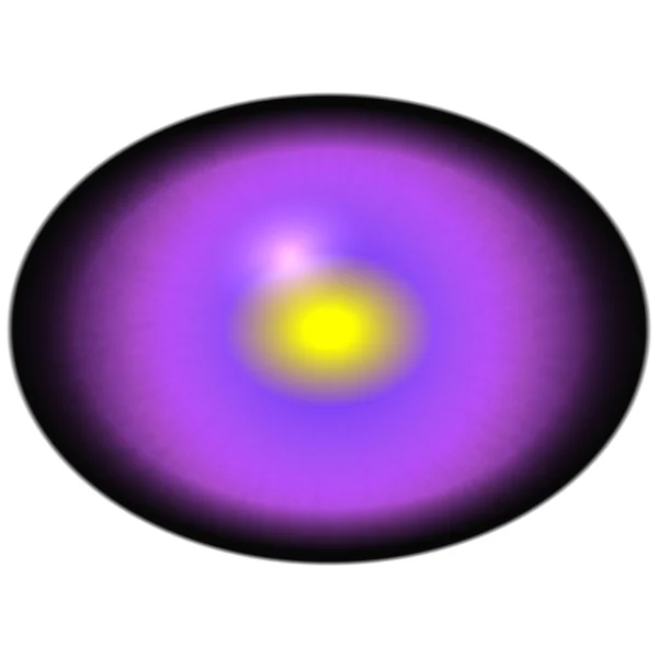 Isoliertes elliptisches violettes Auge mit großer Netzhaut. um die Pupille, Detaileinsicht in die Augenlampe. — Stockfoto