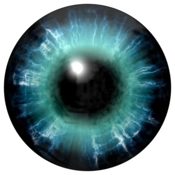 Illustrazione dell'iride oculare blu, riflessione della luce. Vista negli occhi aperti . — Foto Stock