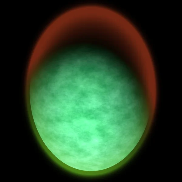 Illustration of a bright green planet somewhere in far darkness — 图库照片