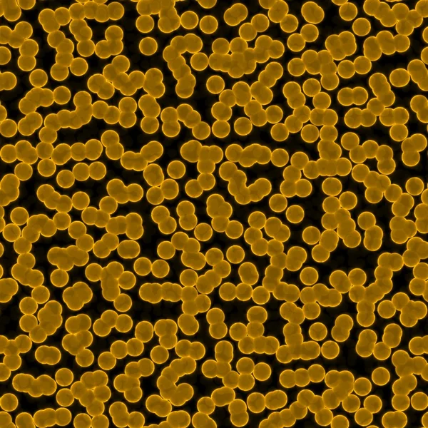 Uccidere pericolose cellule gialle arancioni o sfere virali in acqua sporca. Il mondo microscopico — Foto Stock