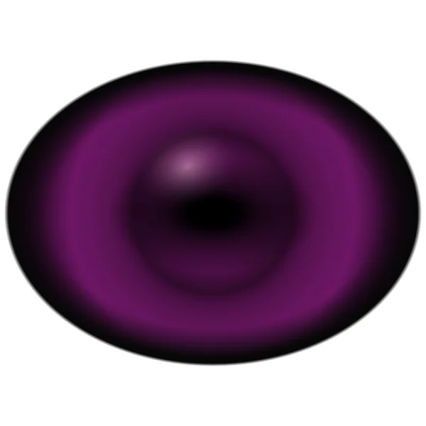 Isolated eye. Raptor purple eye with large pupil and bright red retina. Dark iris around pupil. — Stock Photo, Image
