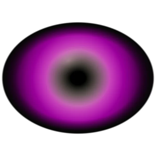 Isolated animal eye. Pink purple iris around elliptic pupil, dark retina. — Stock Photo, Image