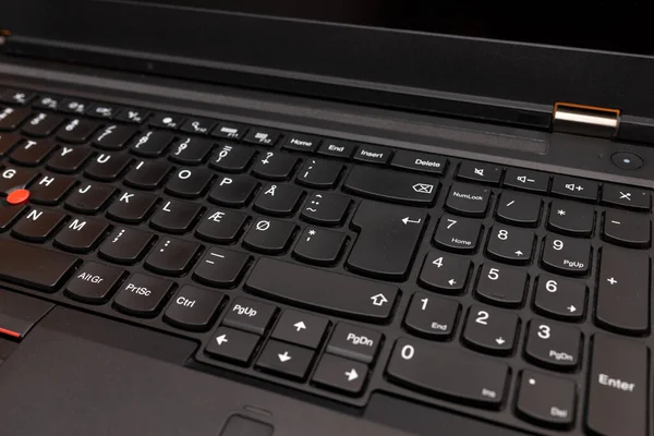 Teclado Negro Computadora Portátil Closeup Laptop Está Apagado — Foto de Stock