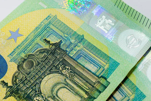 Εκατό Ευρώ Νομοσχέδιο Στην Μπροστινή Πλευρά Closeup Εικόνα — Φωτογραφία Αρχείου