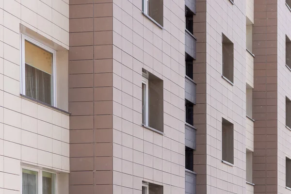 Fragment apartment flat building exterior. Detail of New luxury house and home complex. Part of City Real estate property and condo architecture.