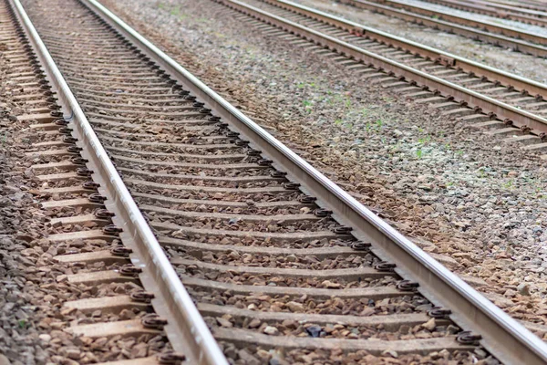 Bahngleise Der Stadt Schießen Führende Linie View Iron Rostigen Zug — Stockfoto