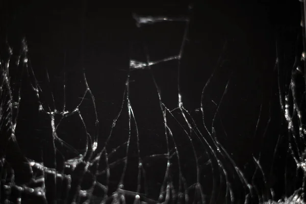 Cracked Glass Display Screen Closeup Broken Smartphone Cracked Screen Macro — Stock Photo, Image