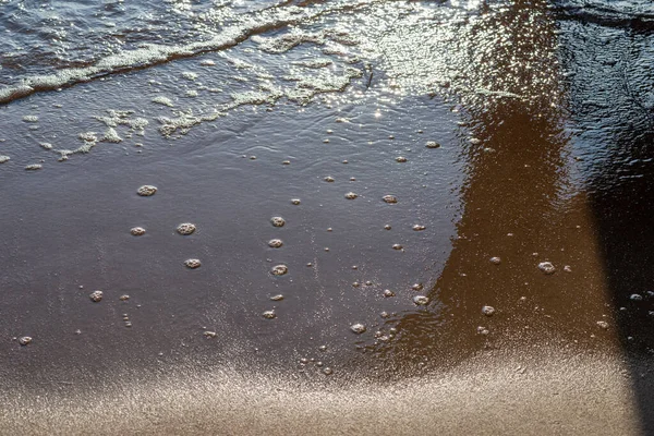 Soft Wave Sea Sandy Evening Beach Soft Focus Blurred Image — Stock Photo, Image