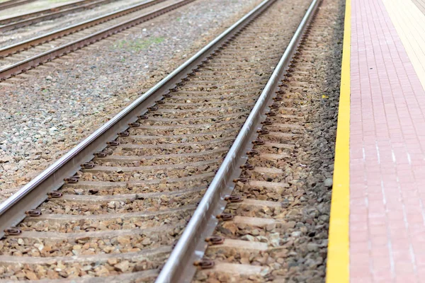 Bahngleise Der Stadt Schießen Führende Linie View Iron Rostigen Zug — Stockfoto