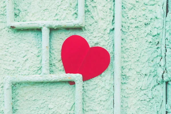 Fondo San Valentín Con Corazón Papel Rojo Rústico Corazón Wall — Foto de Stock