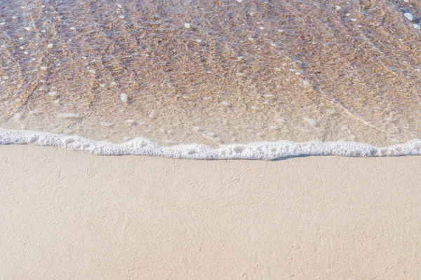 Puha Hullám Tenger Homokos Strandon Puha Fókusz Elmosódott Kép Másolja — Stock Fotó