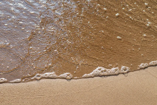 Onda Suave Mar Praia Arenosa Noite Foco Suave Imagem Borrada — Fotografia de Stock