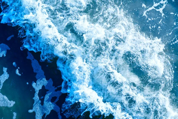 Areal Shot Deep Blue Rough Sea Lot Sea Spray Blue — Stock Photo, Image