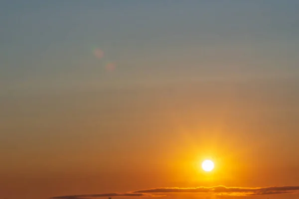 Geel Gouden Zonnige Avond Zonsopgang Landschap Zon Een Horizon Zon — Stockfoto